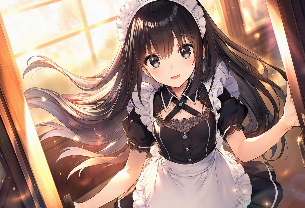 女子高生のメイドカフェ | の人気AIイラスト・グラビア