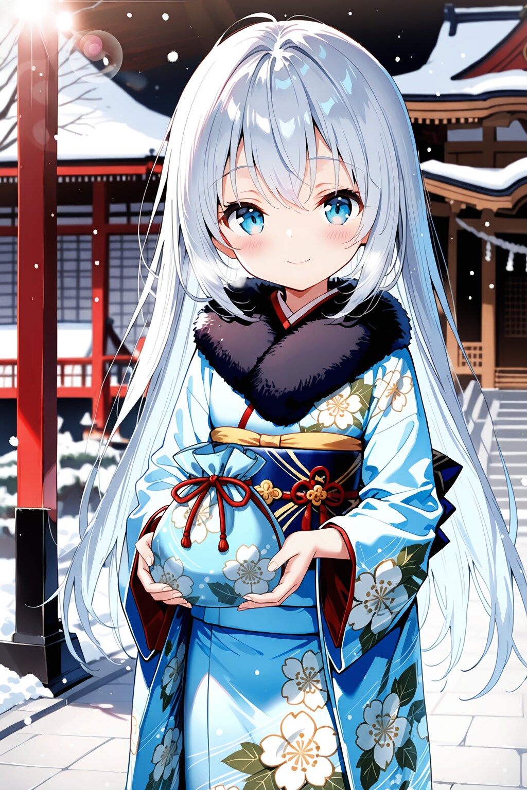 白銀の参道にて