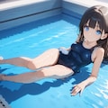 スクール水着を着て浅いプールでお遊び 3枚目