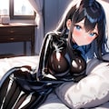光沢黒ボディースーツ 7枚目