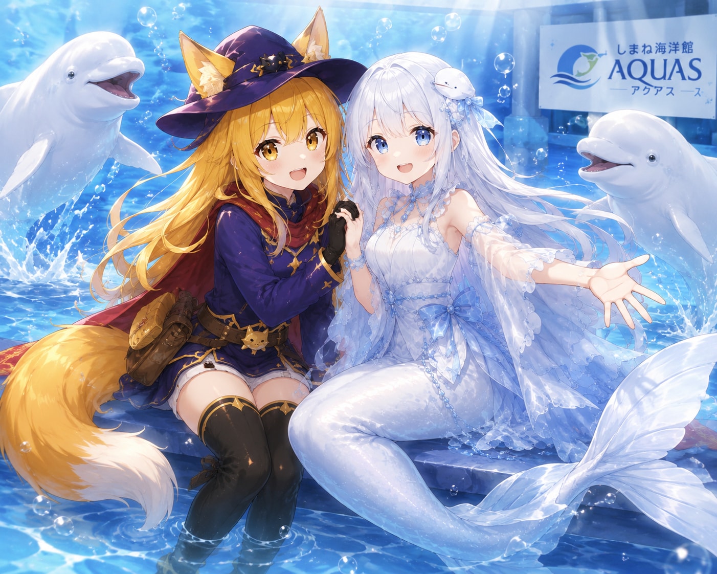 狐耳女の子はシロイルカ人魚とはダチである