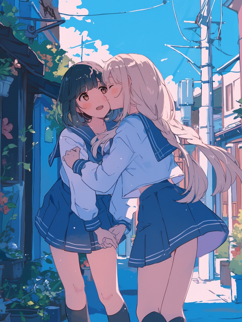 キスしたい二人のJK100 | の人気AIイラスト・グラビア