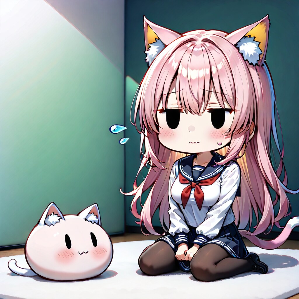 猫娘　緊張して