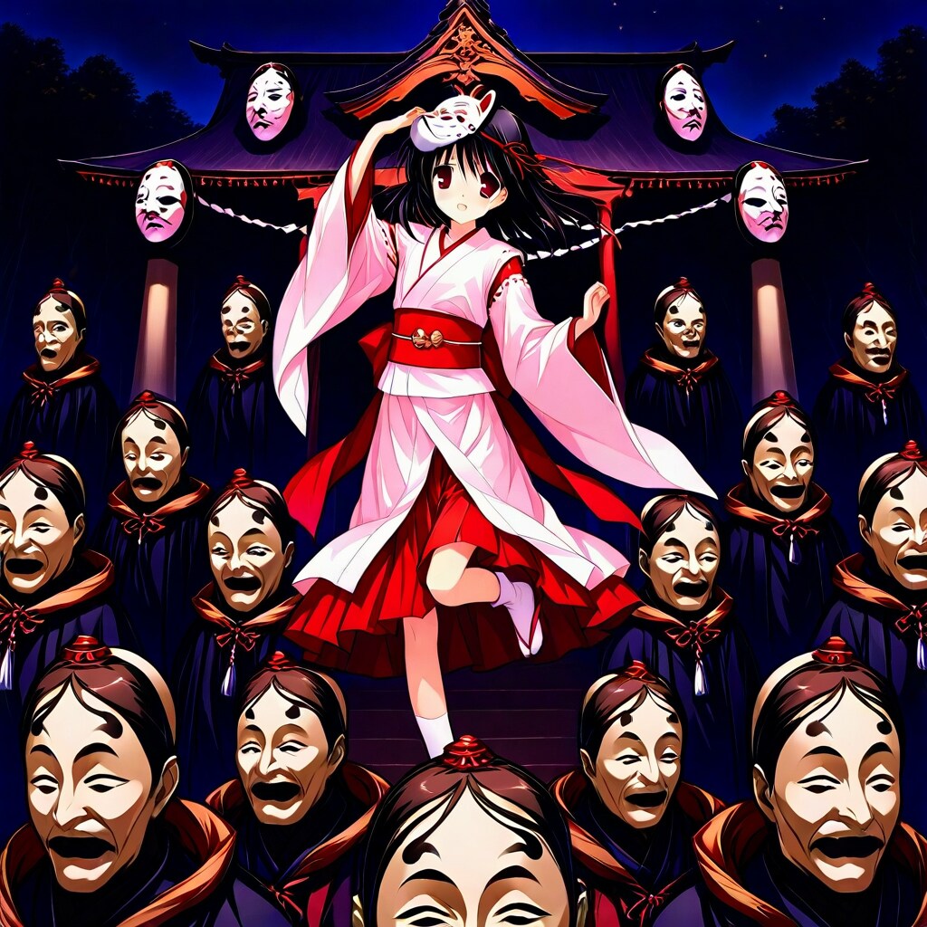 巫女と能面