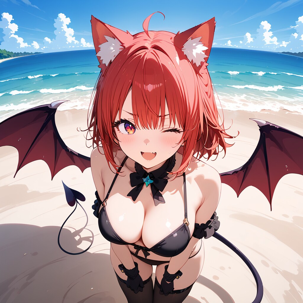 猫耳悪魔娘ちゃん海へ行く