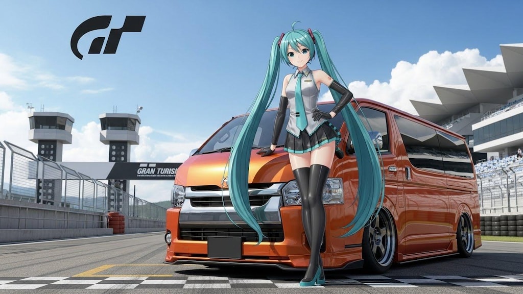 初音ミクとハイエース