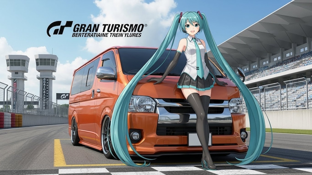 初音ミクとハイエース