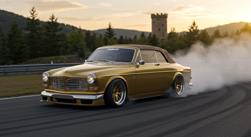 ゴールドボルボアマゾンオープンカー