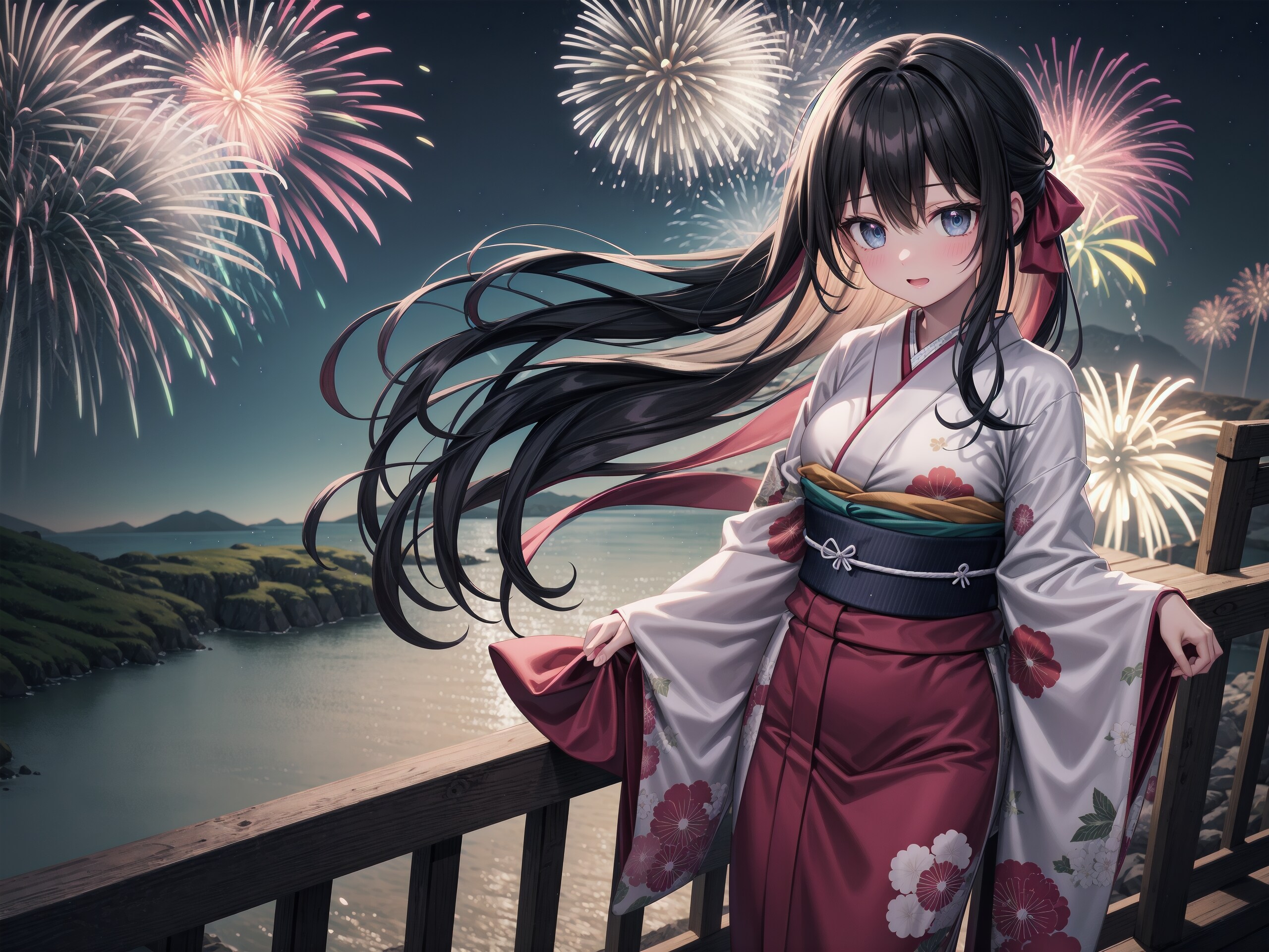 着物娘と花火
