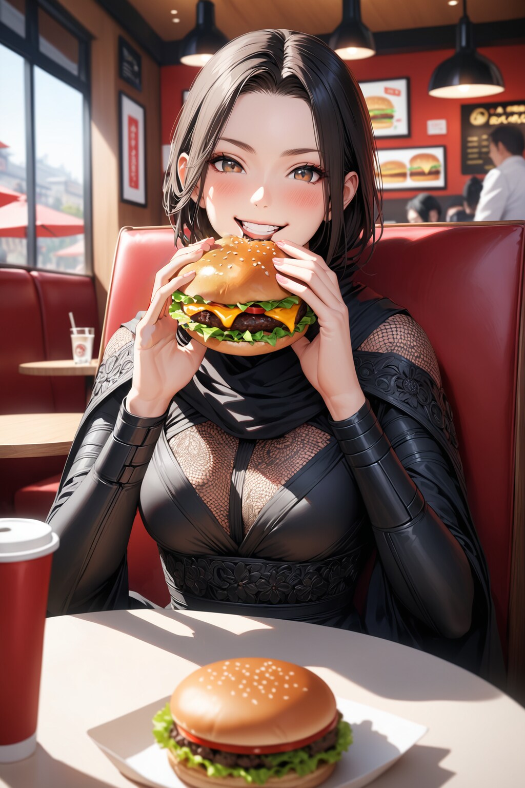 抜け忍、ハンバーガーを食べる！