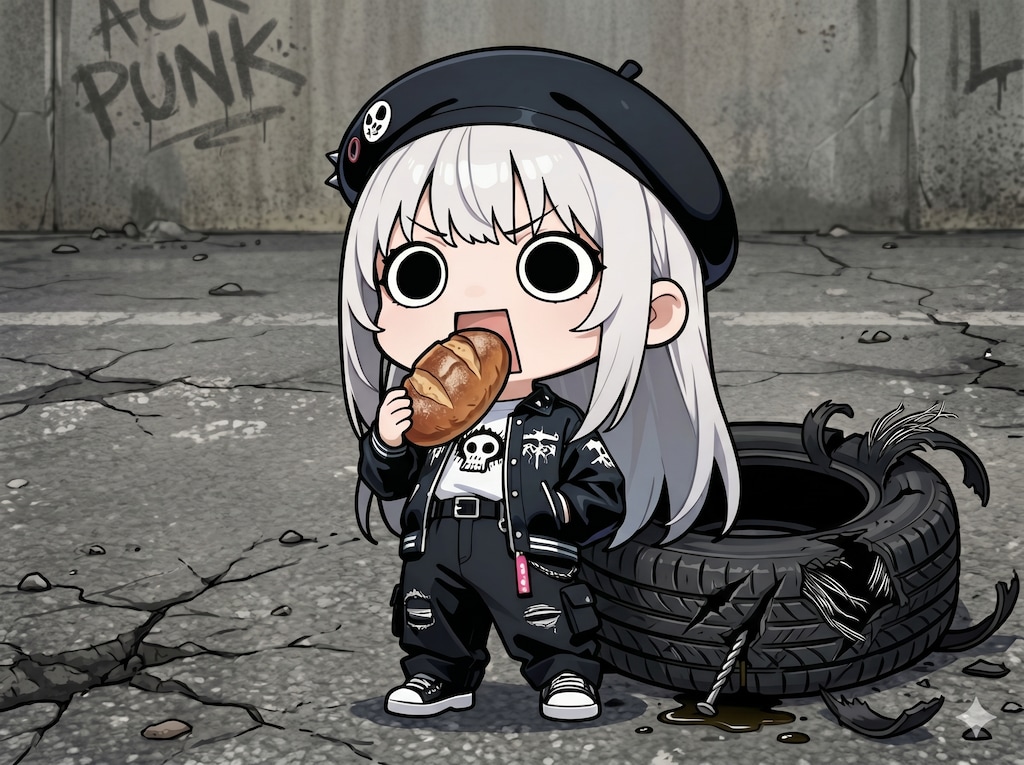 パンクタイヤとパン食うパンクファッションえらいこっちゃ嬢