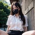 マスクJK　野外オ〇ンコ見せ 8枚目