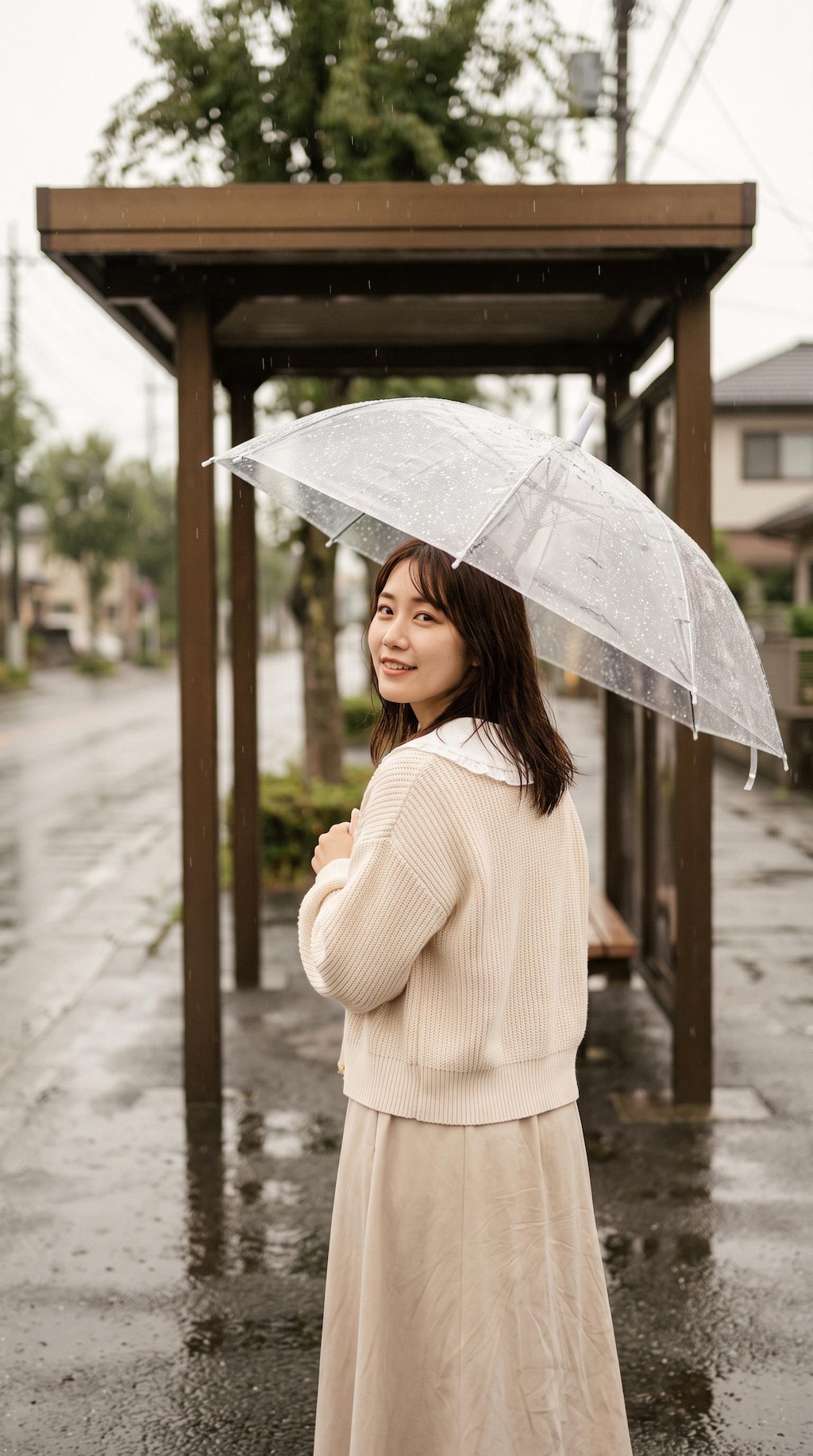 Waiting Beneath the Clear Umbrella
