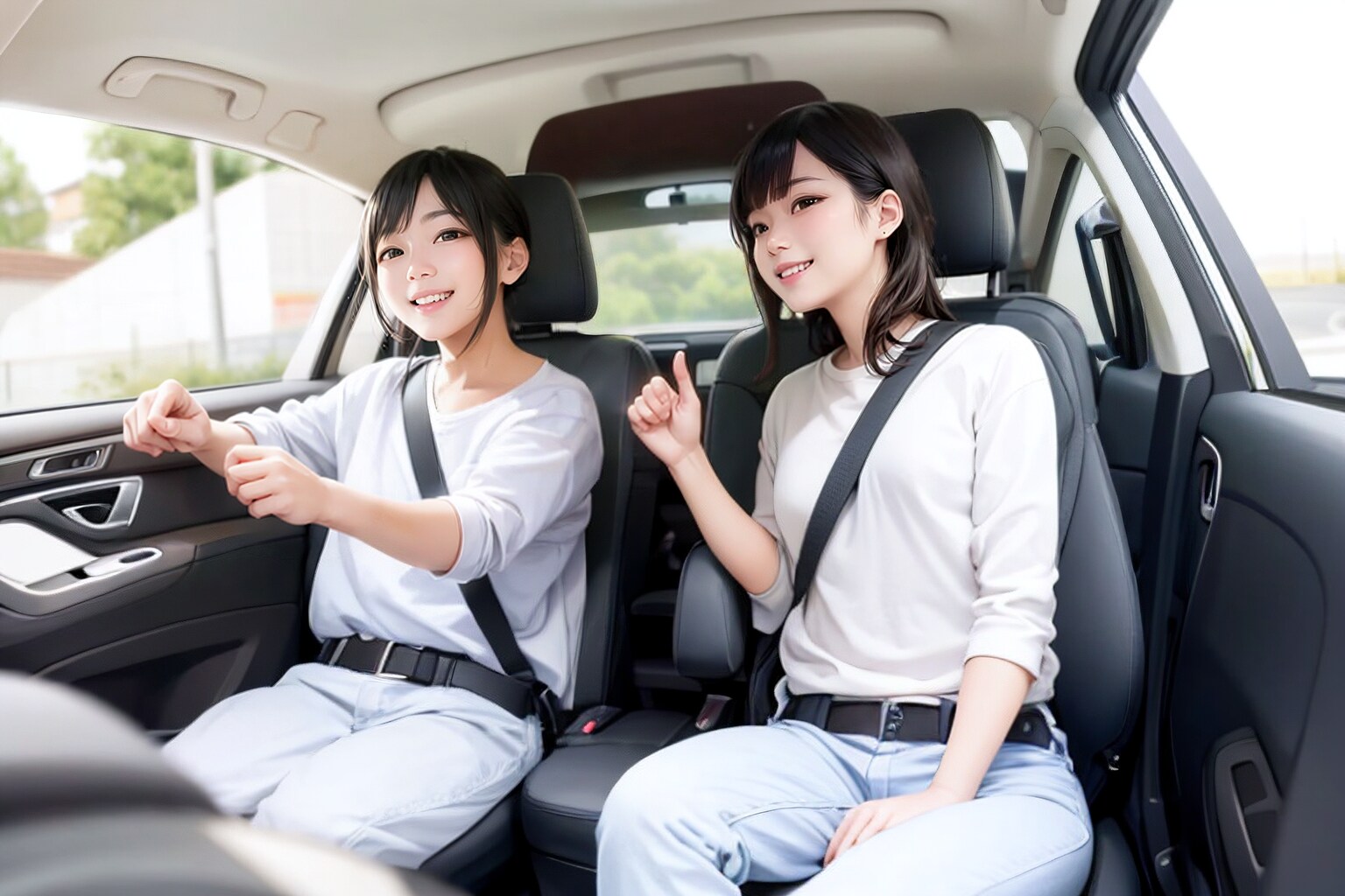 後部座席のむすめたち | の人気AIイラスト・グラビア