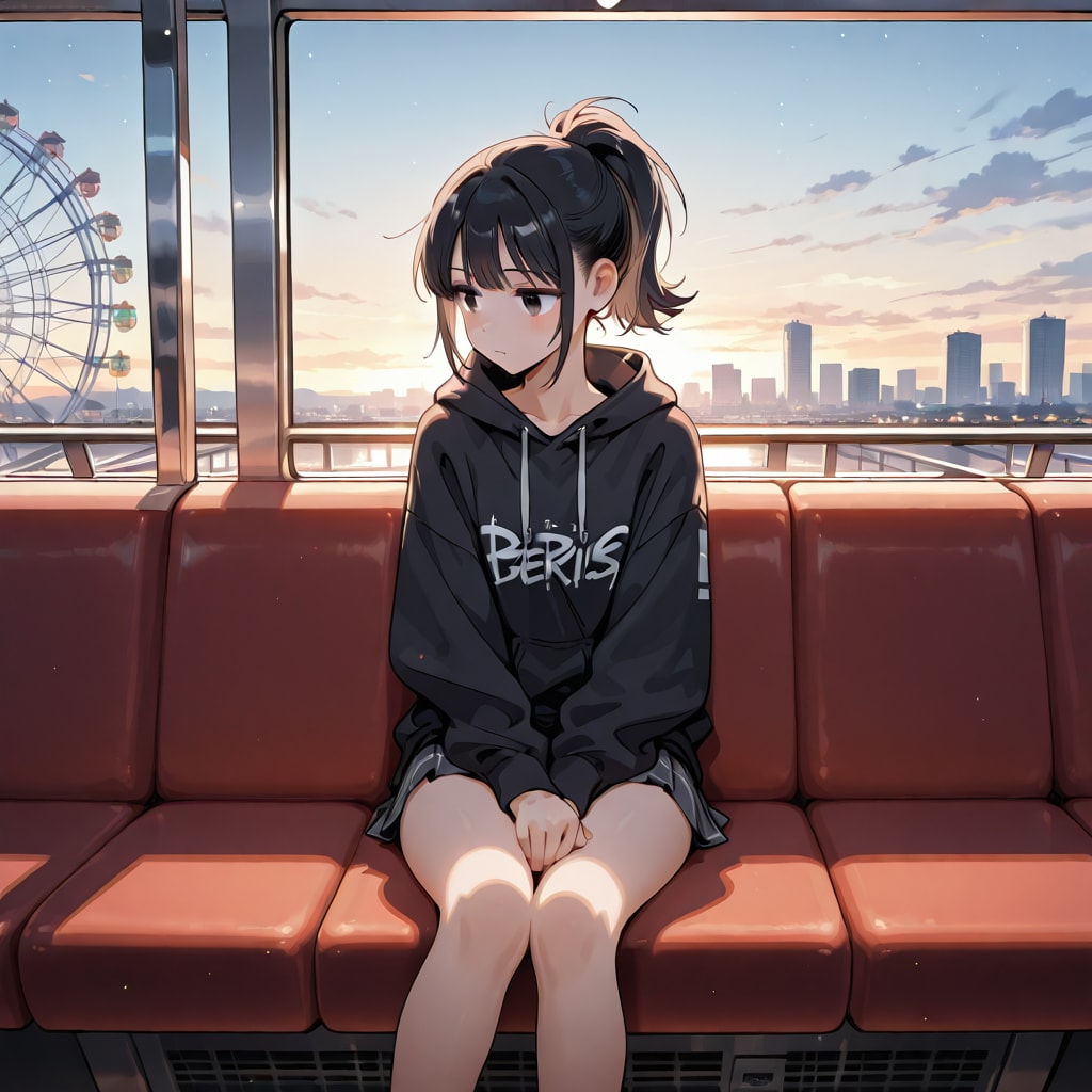 黒パーカーの女の子