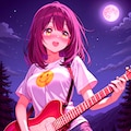 キャンプ場でギターを弾く綾乃(ちちぷい版) 2枚目