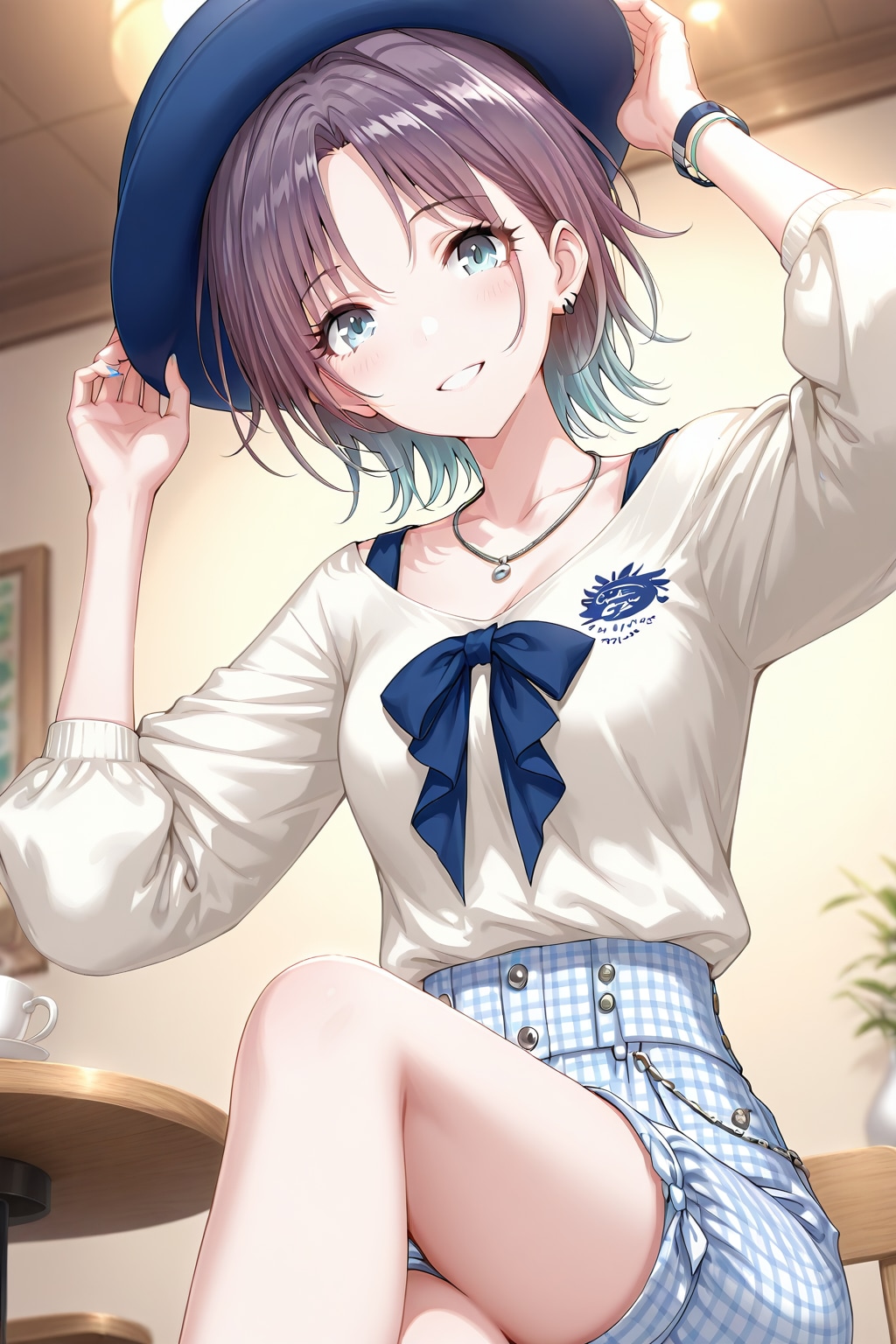 【私服コレクション】朝倉透、カフェにて－パフィブラウス + カーゴパンツ Ver. 02 －