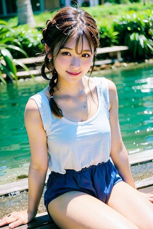 海辺で