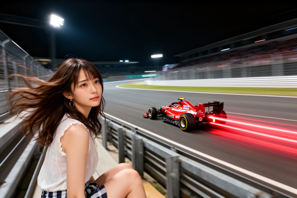 レース観戦する女性