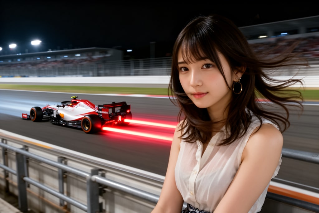レース観戦する女性