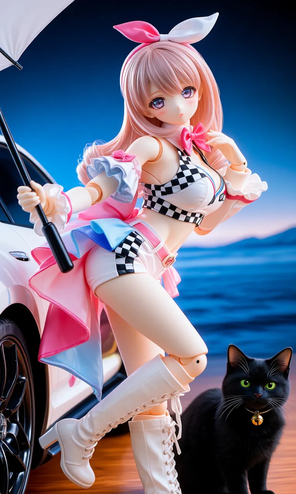異世界制服少女達　 レースクィーンと黒猫🐈‍⬛　アクリルドールフィギュア
