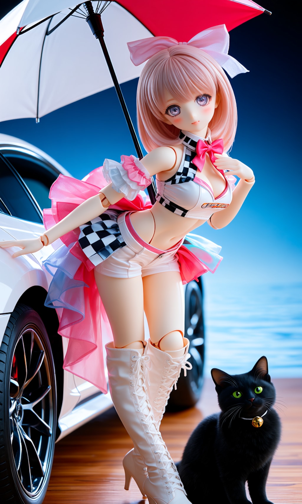 異世界制服少女達　 レースクィーンと黒猫🐈‍⬛　アクリルドールフィギュア