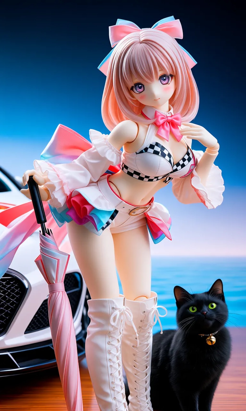 異世界制服少女達　 レースクィーンと黒猫🐈‍⬛　アクリルドールフィギュア