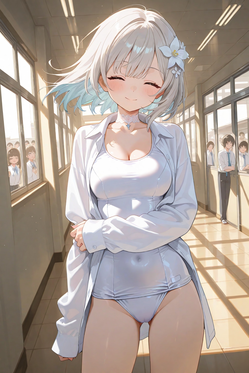 スク水の上にシャツを着たから恥ずかしくないもん