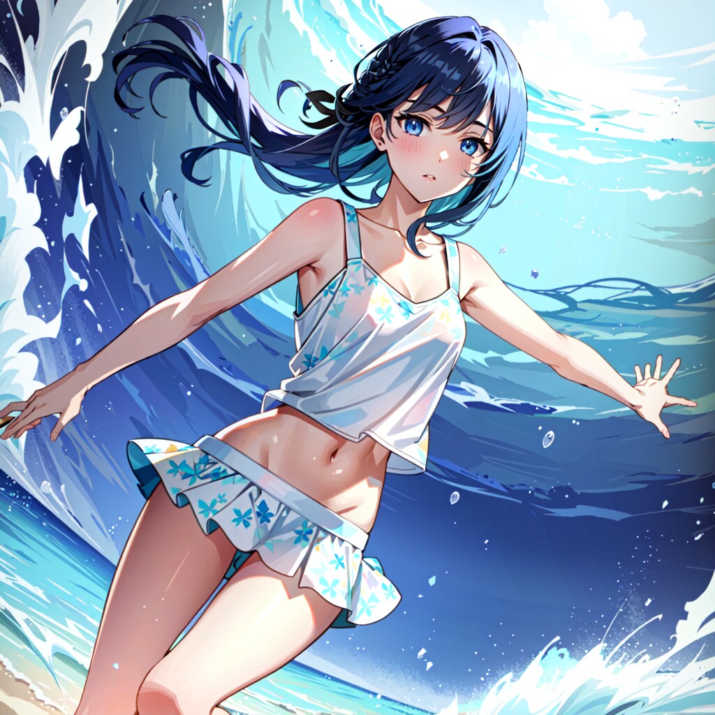 ビッグウェーブを起こす少女