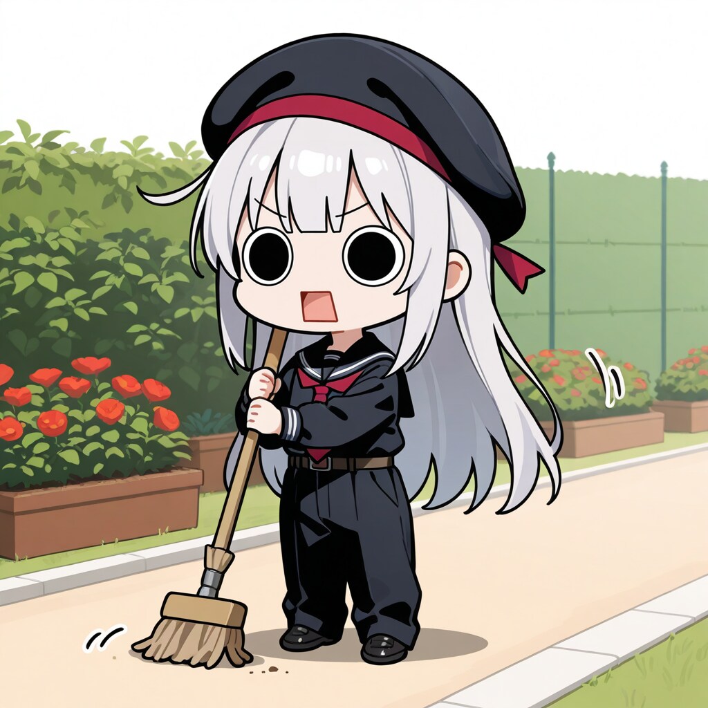 庭掃除えらいこっちゃ嬢