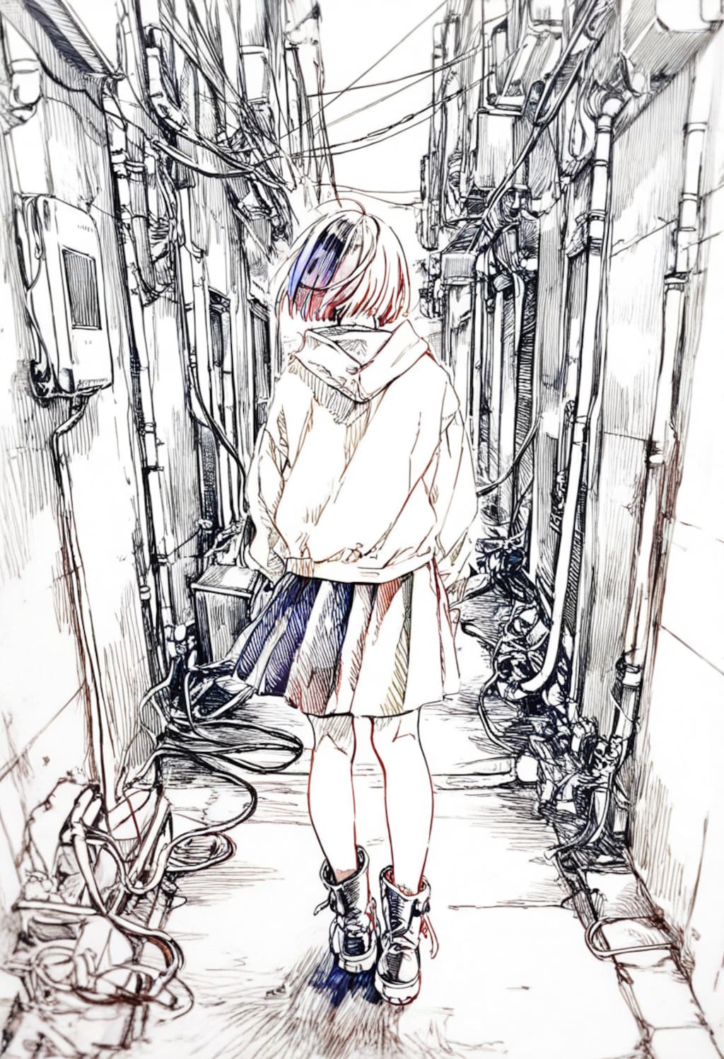 裏路地(線画)(2)