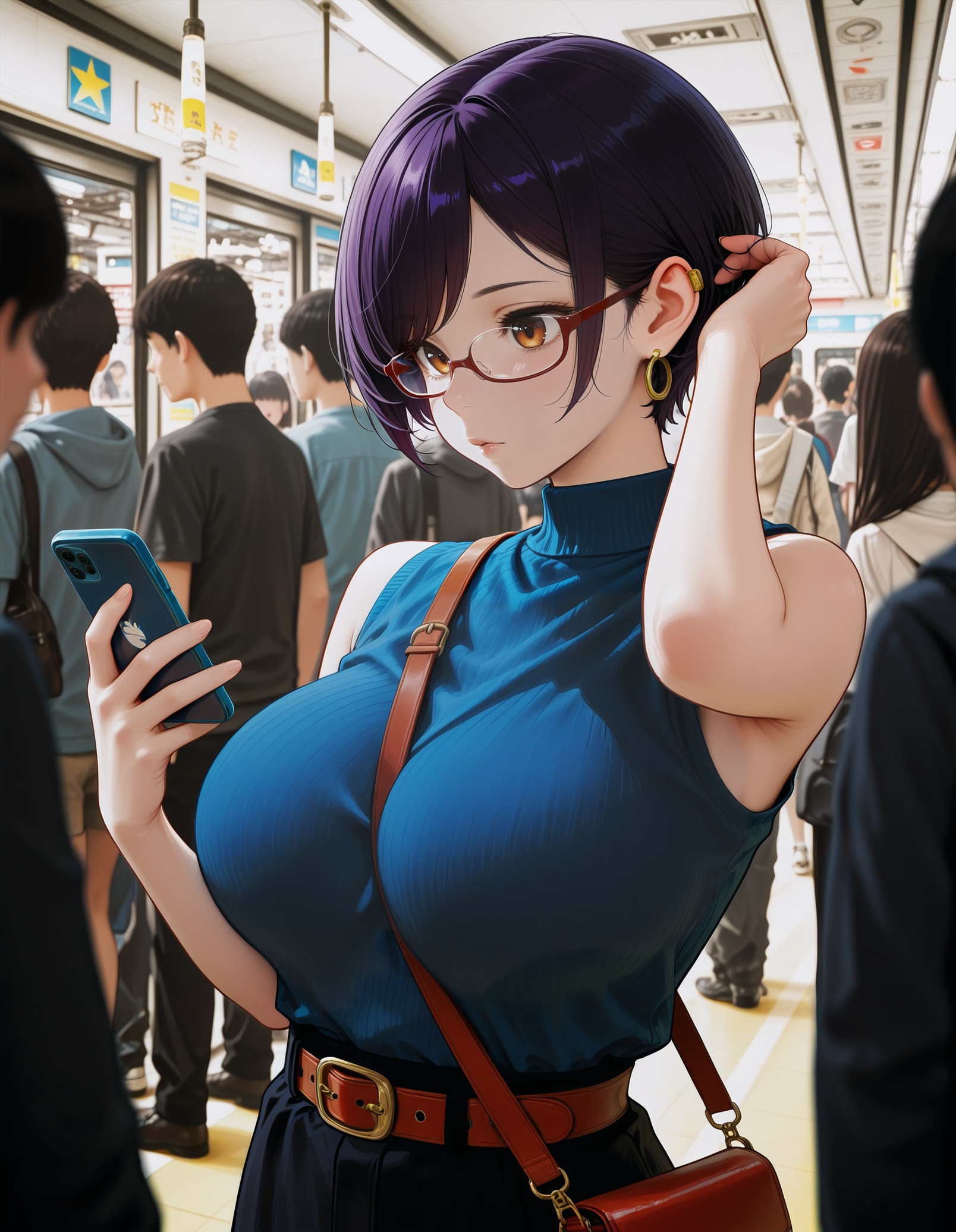 待ち合わせの間に髪いじり