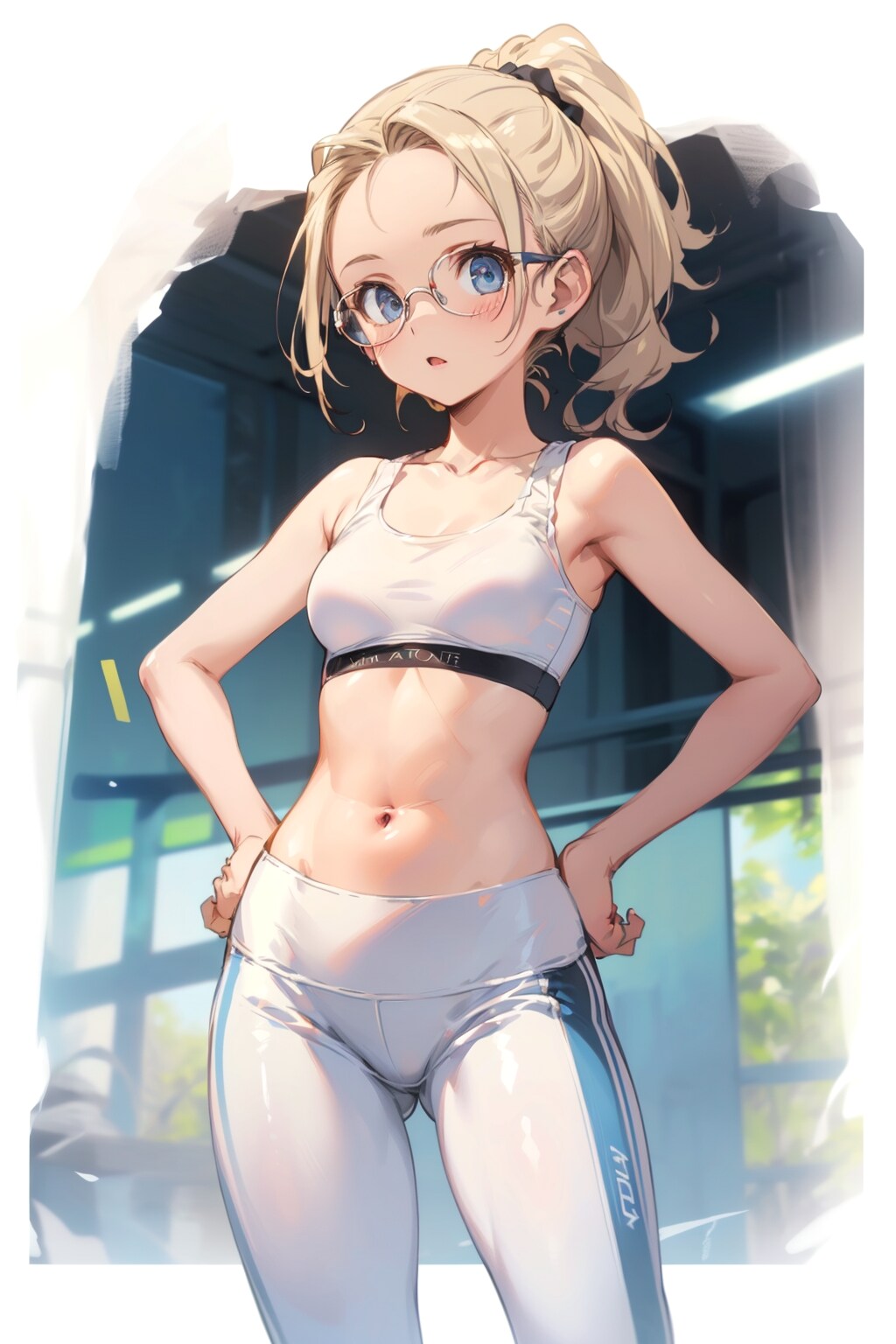 スポーツウェアの眼鏡っ娘