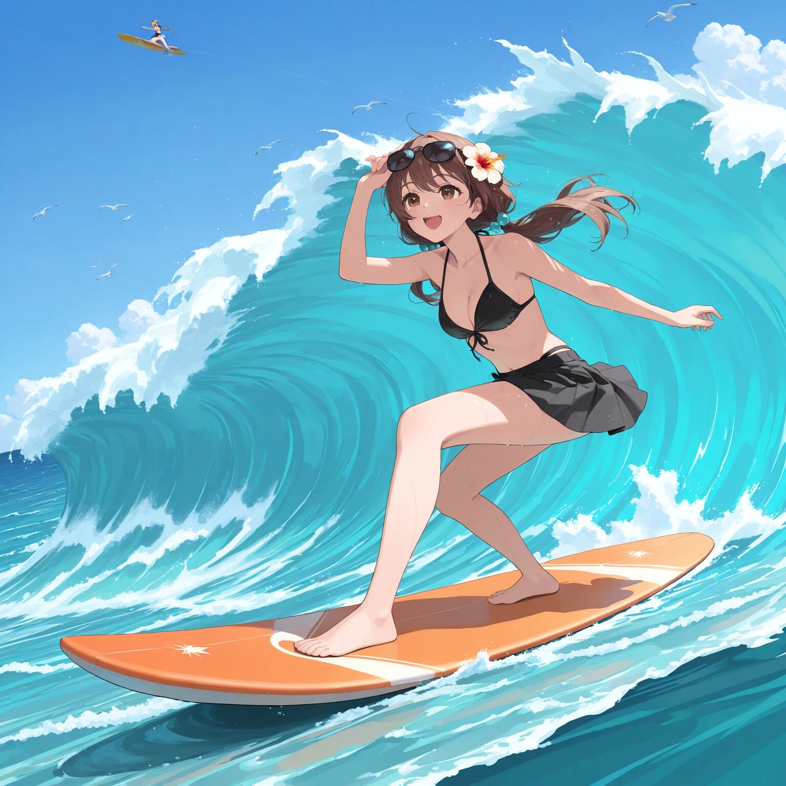 ハワイの海でサーフィン！