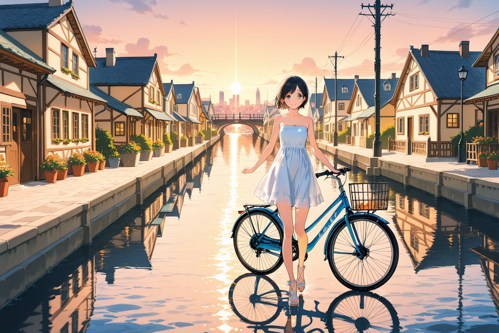 水の上にいる少女