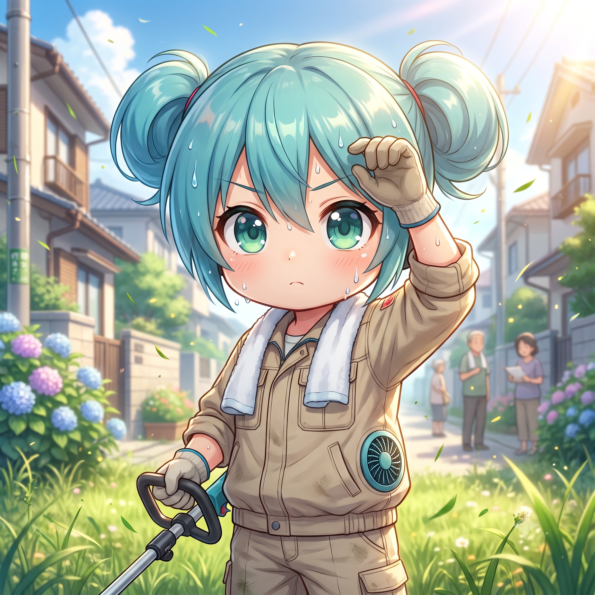 町内の草刈りを頑張るミクちゃん