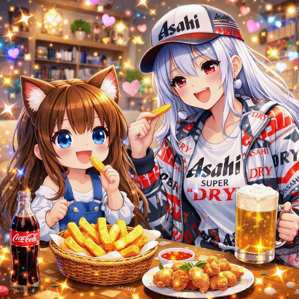 おやつにフライドポテトを食べる小さな女の子