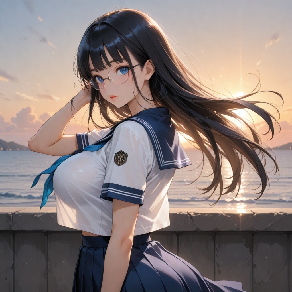 黒髪ロング眼鏡さん1