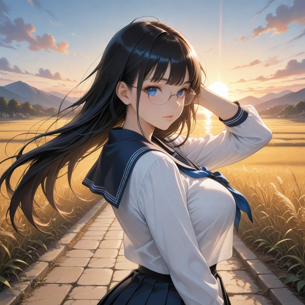黒髪ロング眼鏡さん1