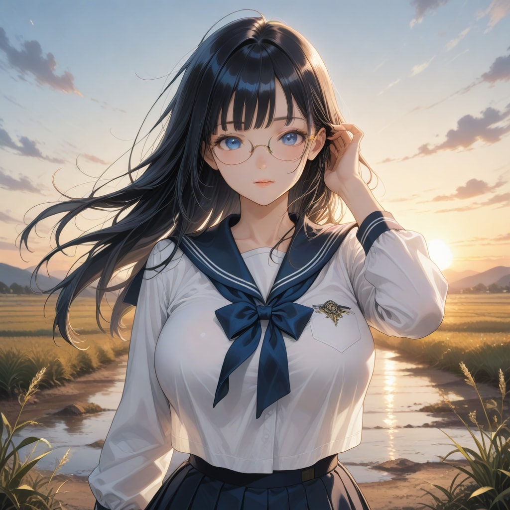 黒髪ロング眼鏡さん1