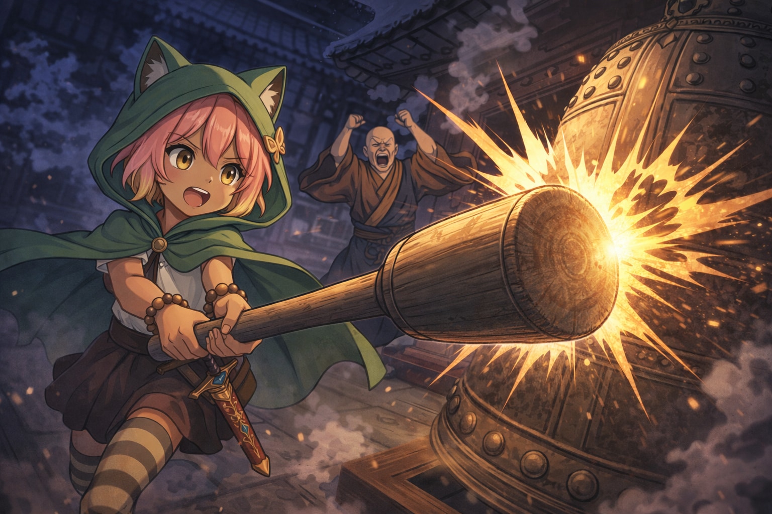 煩悩（いたずら心）で鳴らされる除夜の鐘 | の人気AIイラスト・グラビア