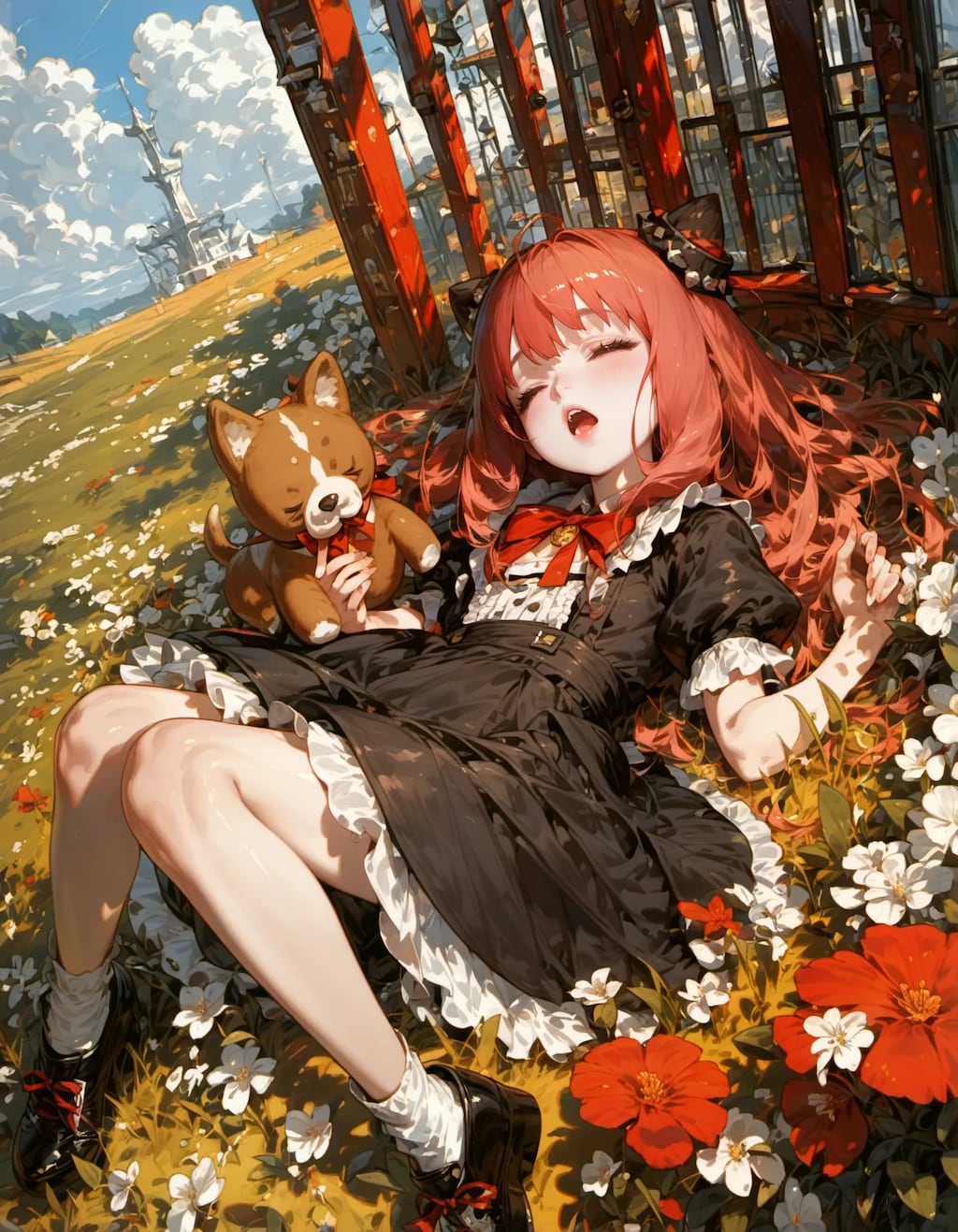 Nap Beneath the Red Flowers