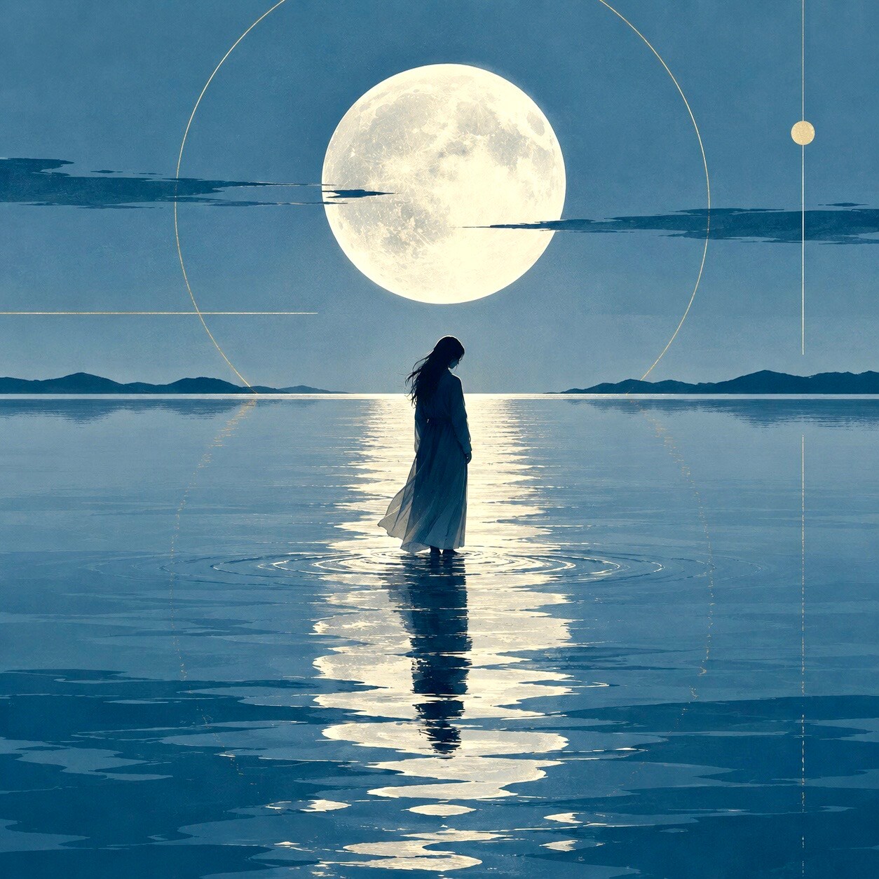 The Moon That Spoke of Hidden Sorrow — うら悲しさを語る月 | の人気AIイラスト・グラビア