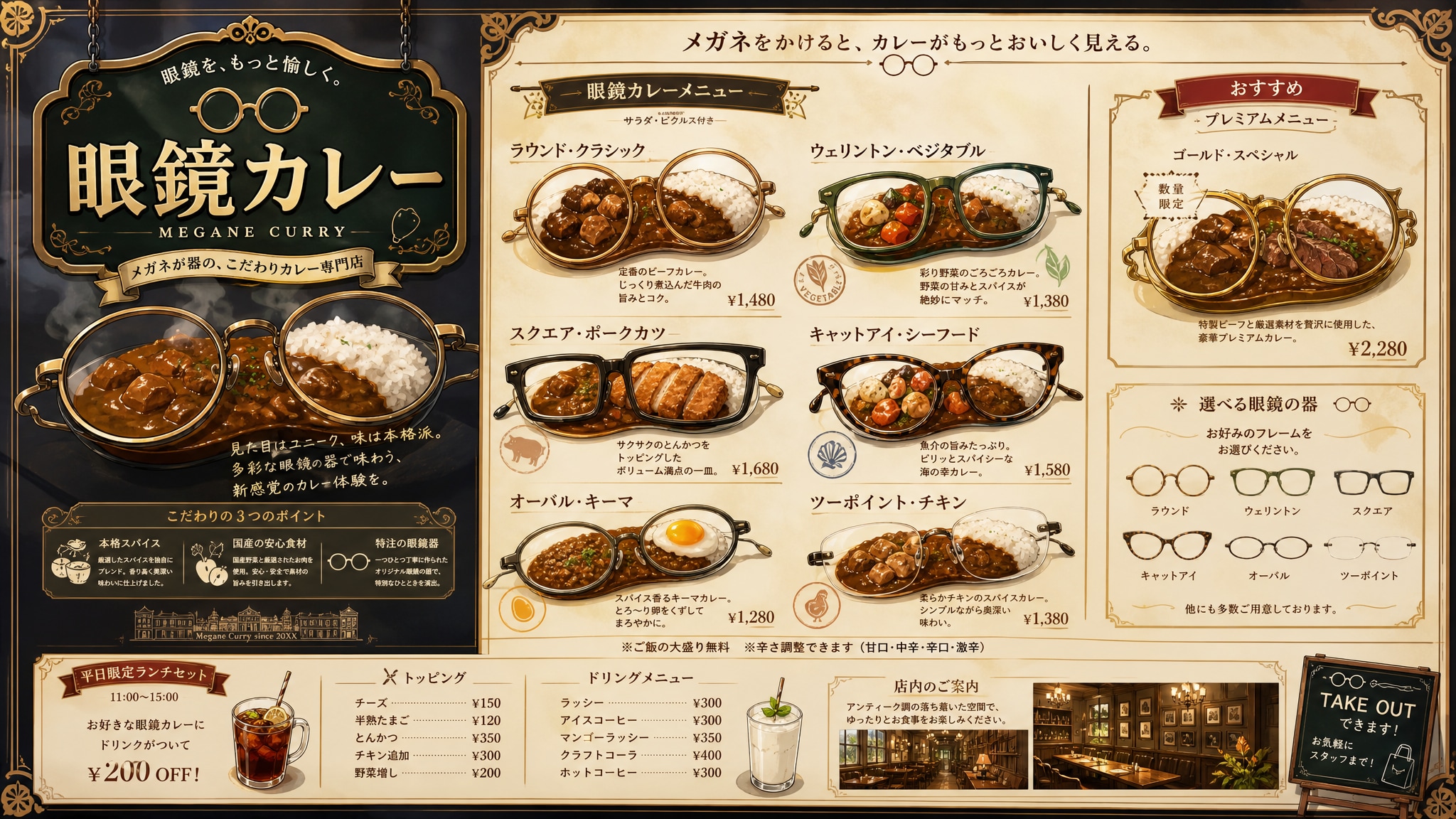 オシャレなレストランメニュー