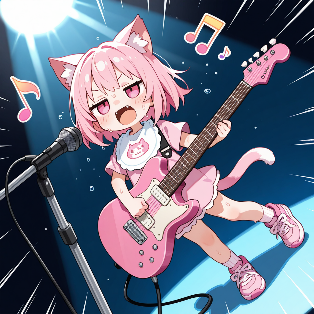 演奏中のねこちゃんの目