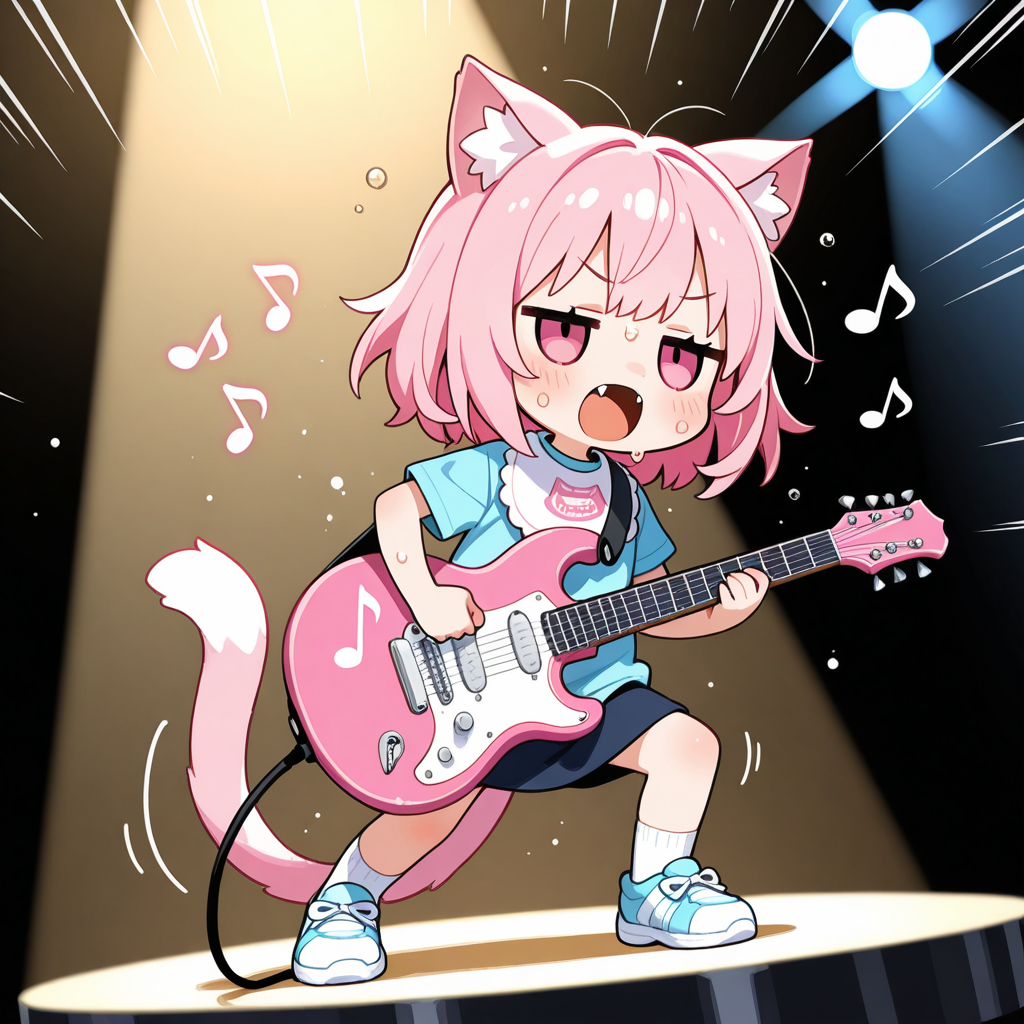 演奏中のねこちゃんの目