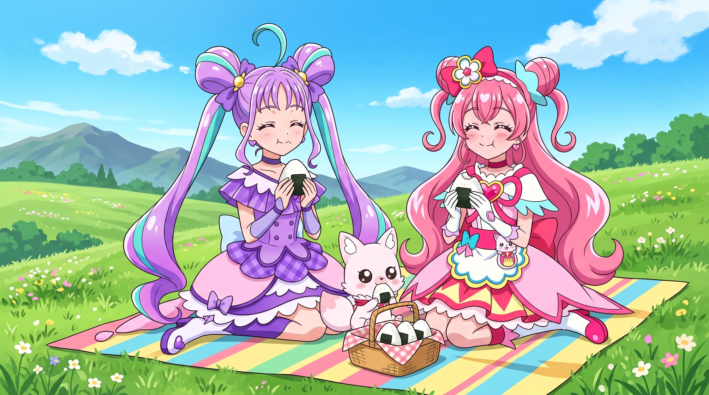 キュアプレシャス、キュアキュンキュンと、おむすびピクニック！ | の人気AIイラスト・グラビア