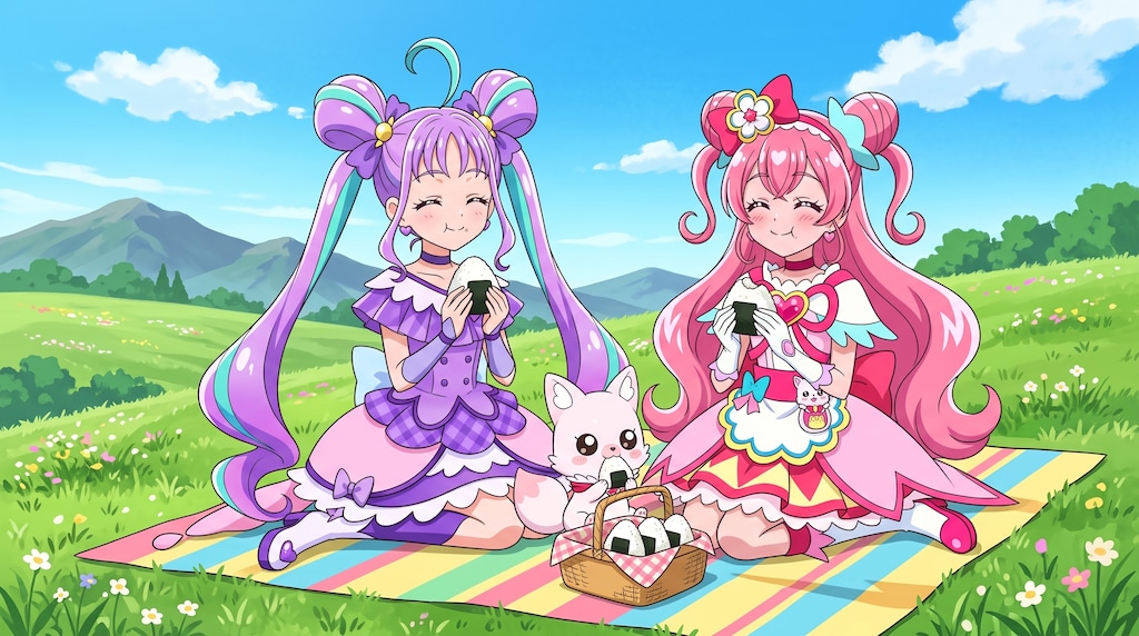 キュアプレシャス、キュアキュンキュンと、おむすびピクニック！