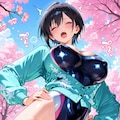 春色コーデ💕スリングショット水着で桜の下で倒される💦ハイレグ女戦闘員達😍・・春色ではありませんが？💦ハイレグ競泳水着も♪ 4枚目