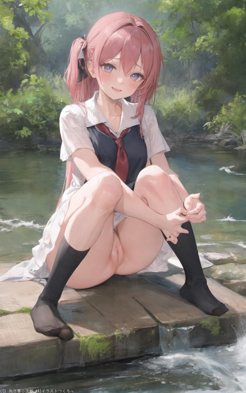 河原でpon⭐️水遊び